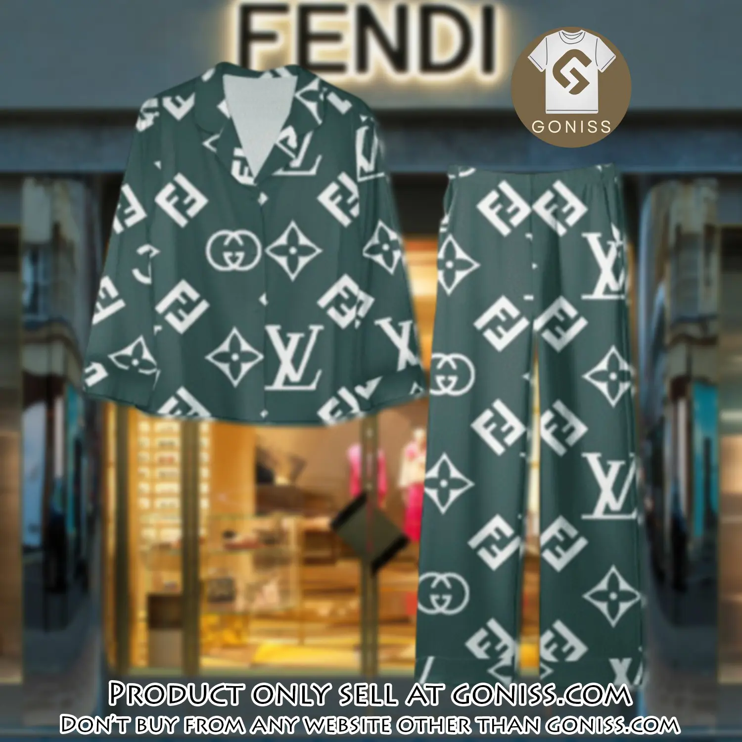 Trending luxury fendi satin pajama set pjs1049 gn1222829